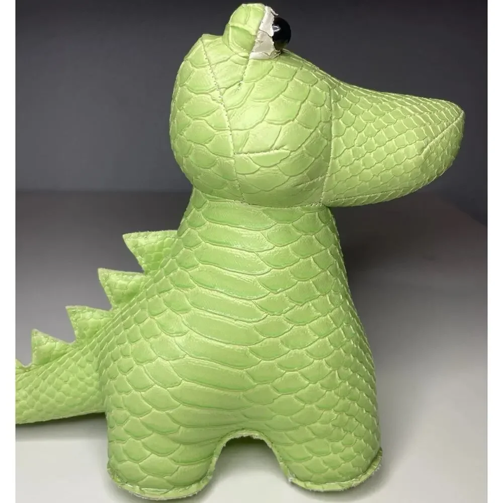 Vintage Streamline Alligator Bookend Faux Leather Weighted Green Crocodile